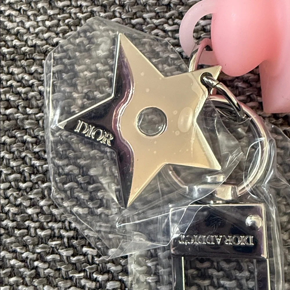 Dior Addict Lip Gloss Star Key Chain Pink Silicone New Authentic - Picture 14 of 17